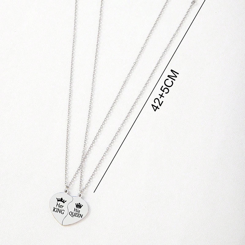 Her King His Queen Stainless Steel Pendant Necklace