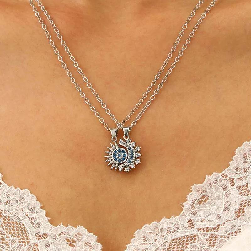 2Pcs Magnetic Couple Matching Necklaces for Women Men