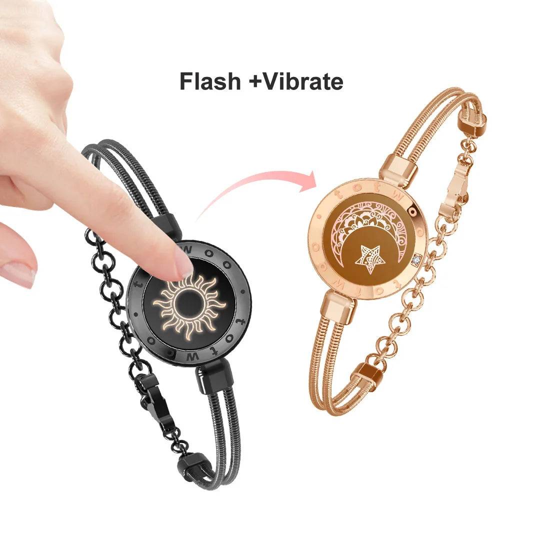TOTWOO Long Distance touch Light up&Vibrate Bracelets