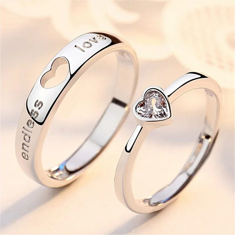 Zircon Heart Matching Ring For Women Men
