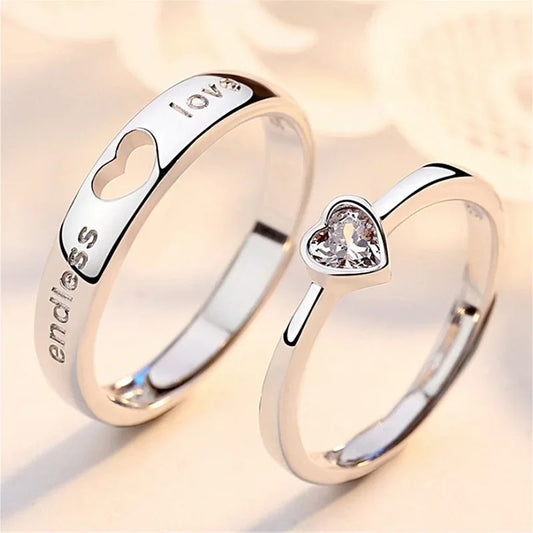 Zircon Heart Matching Ring For Women Men