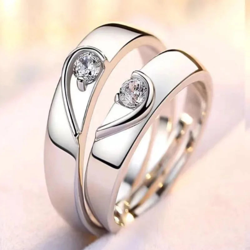Zircon Heart Matching Ring For Women Men
