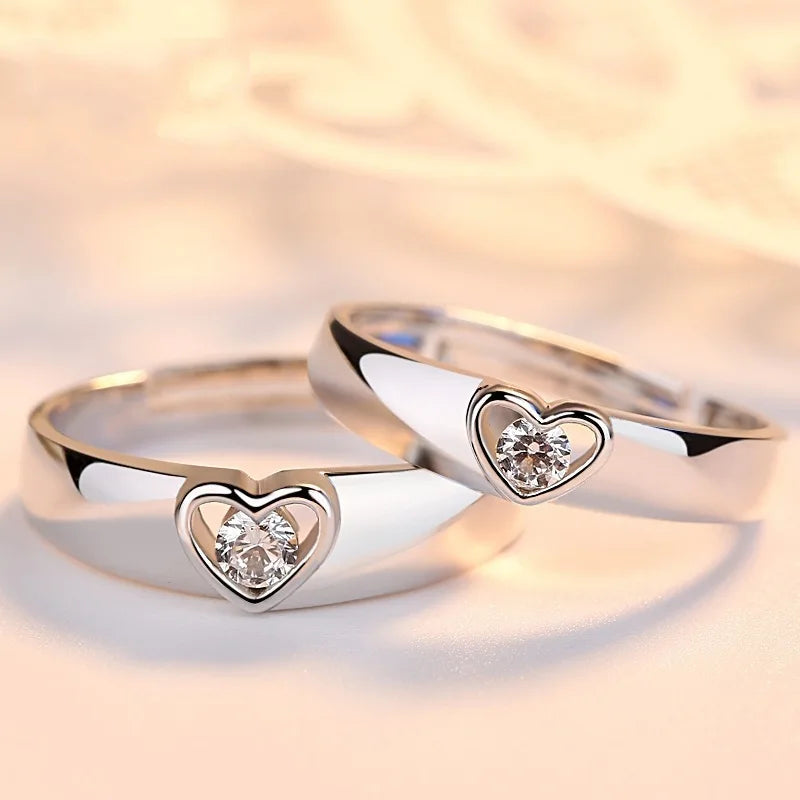 Zircon Heart Matching Ring For Women Men