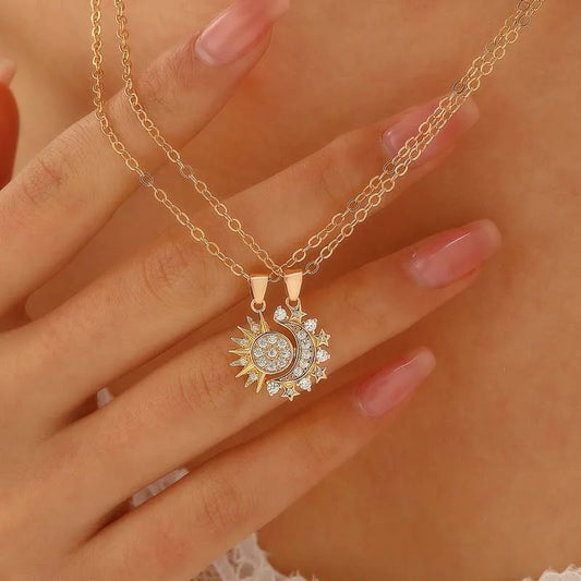 2Pcs Magnetic Couple Matching Necklaces for Women Men