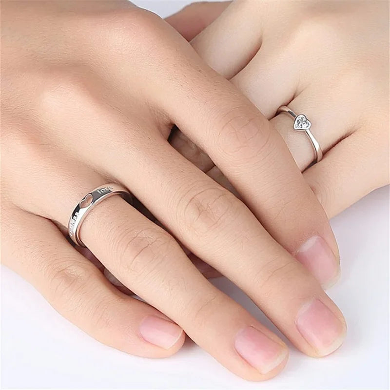 Zircon Heart Matching Ring For Women Men
