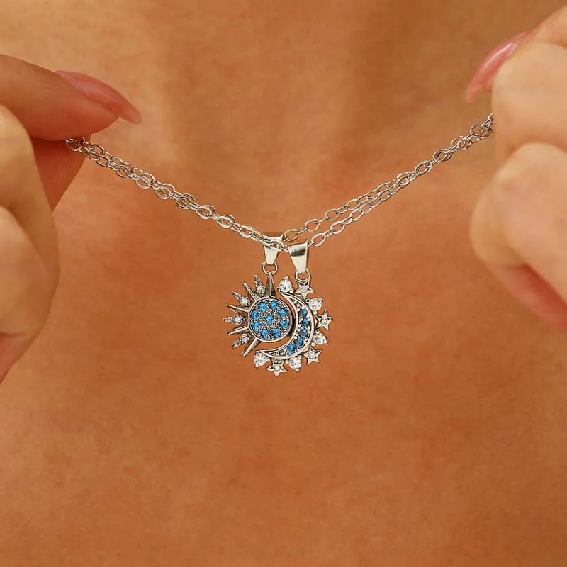 2Pcs Magnetic Couple Matching Necklaces for Women Men