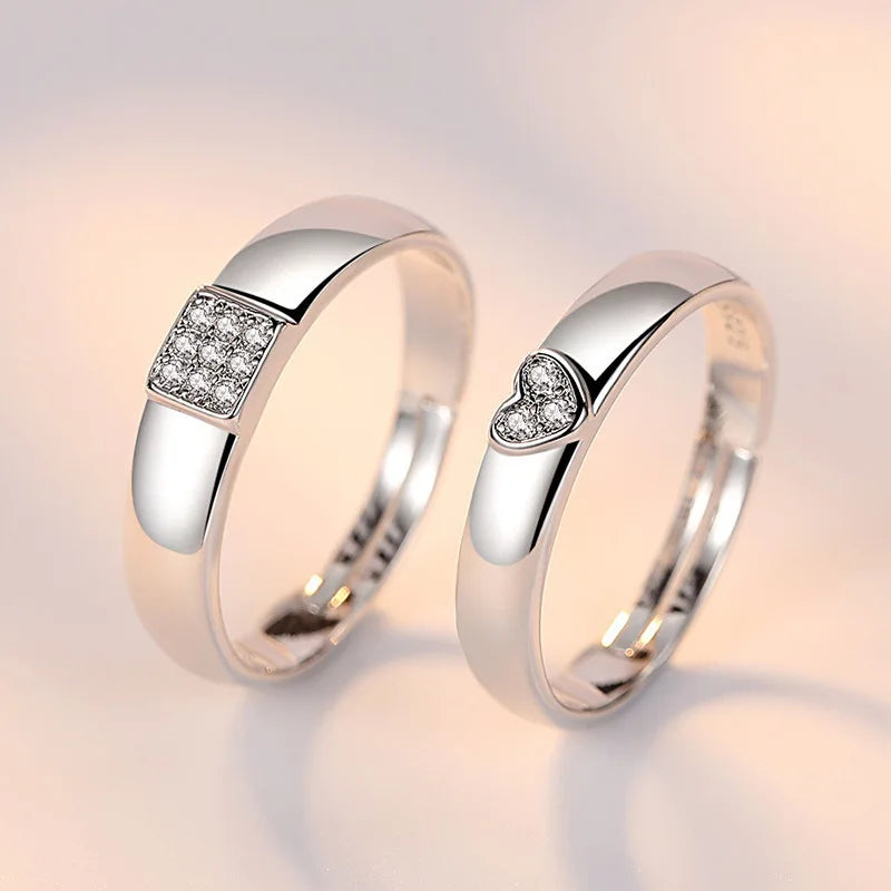 Zircon Heart Matching Ring For Women Men